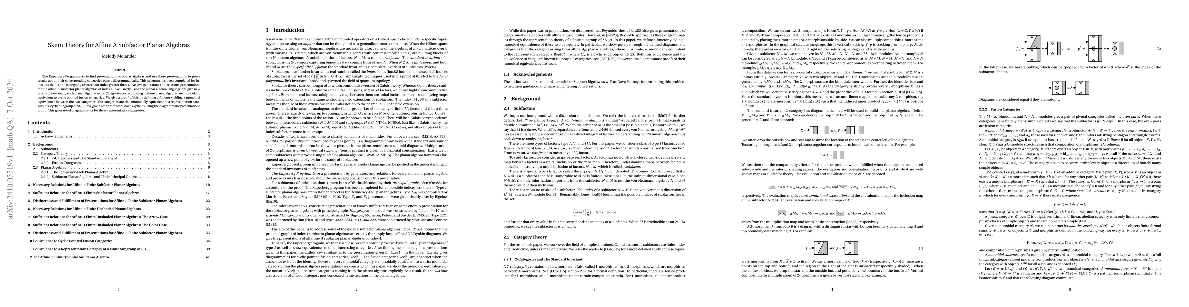 Thumbnail for Skein Theory for Affine A Subfactor Planar Algebras