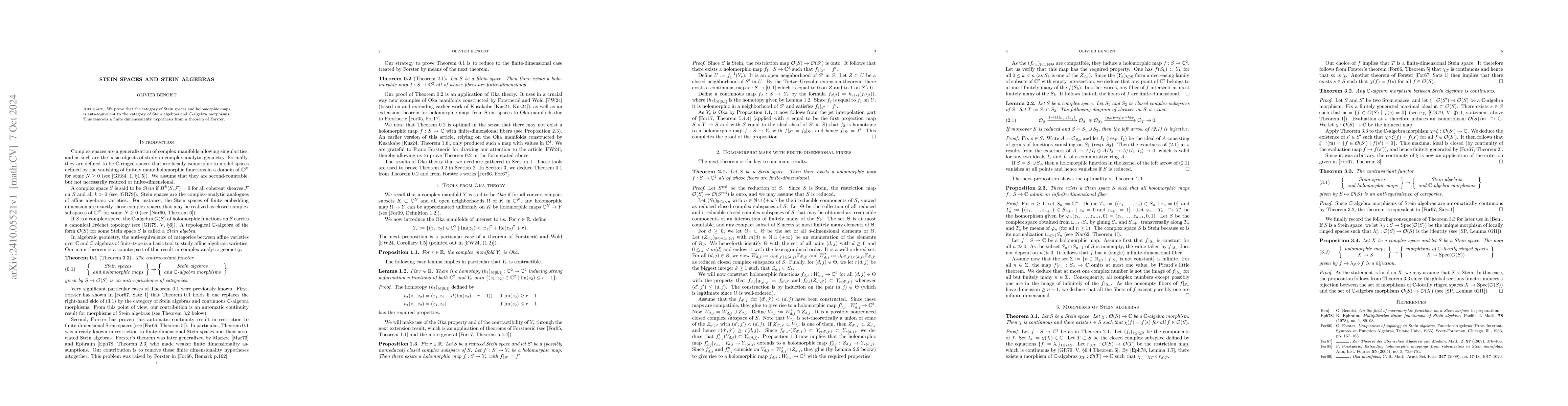 Thumbnail for Stein spaces and Stein algebras