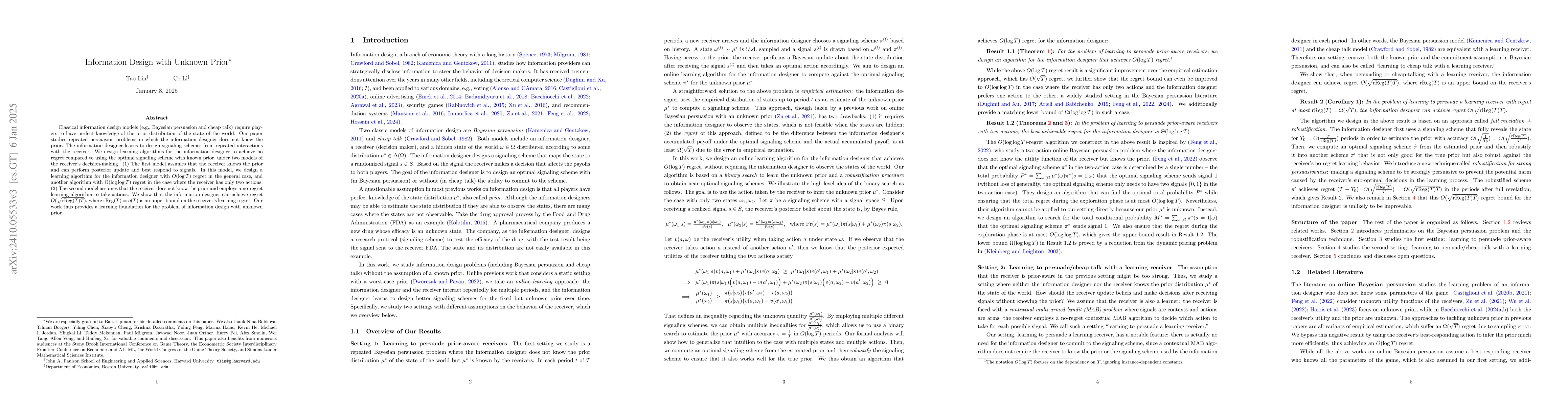 Thumbnail for Information Design with Unknown Prior