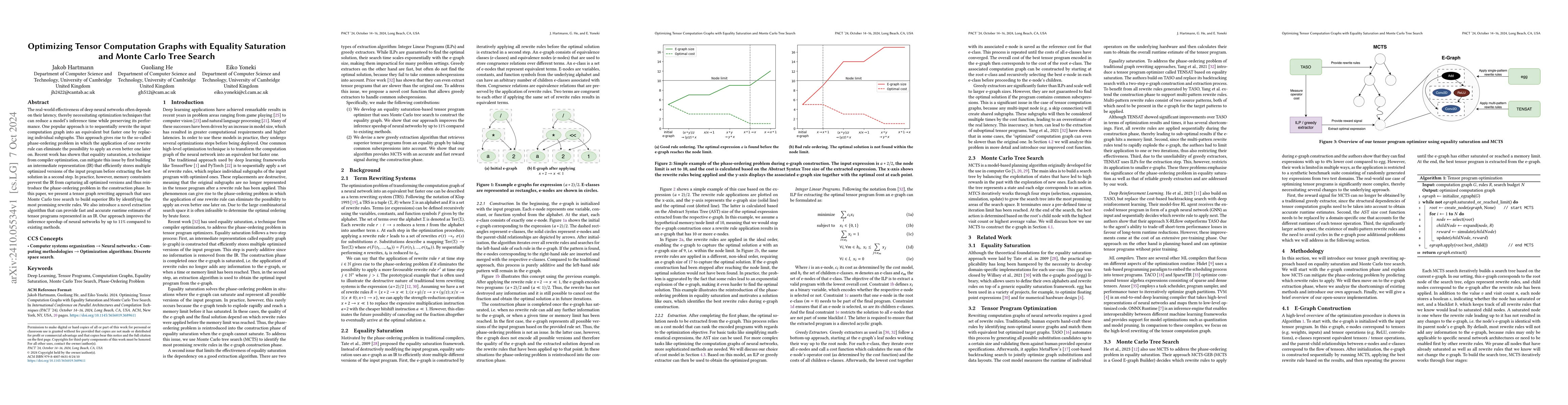 Thumbnail for Optimizing Tensor Computation Graphs with Equality Saturation and Monte
  Carlo Tree Search