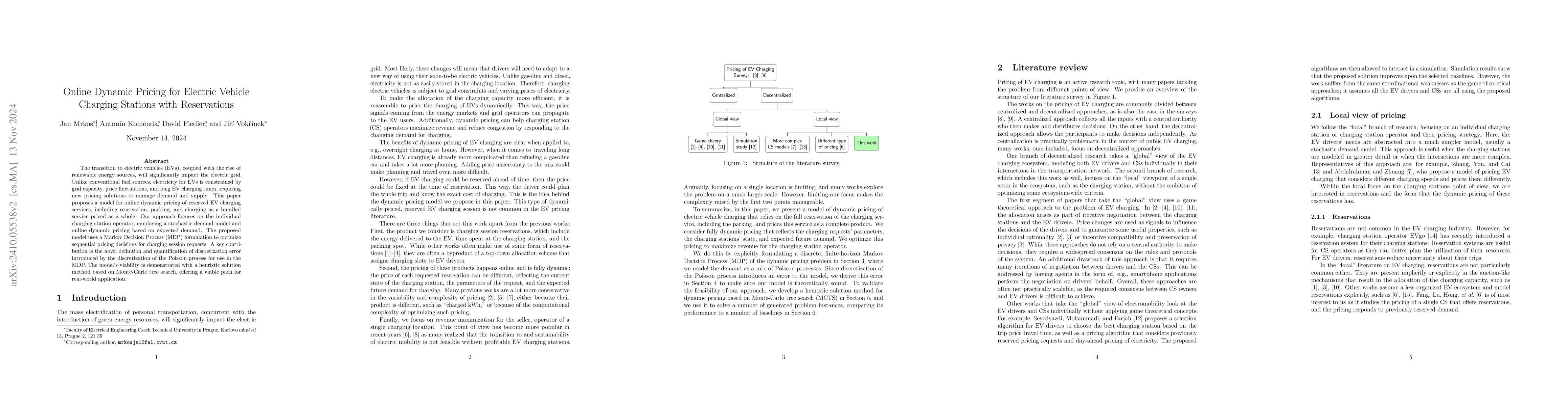 Thumbnail for Online Dynamic Pricing for Electric Vehicle Charging Stations with
  Reservations