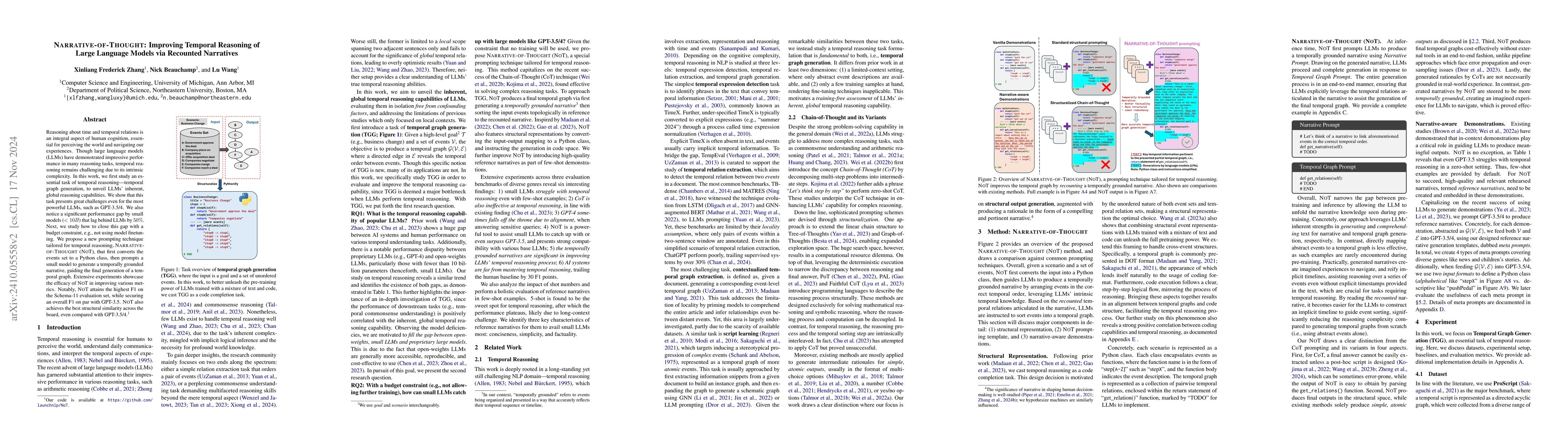 Thumbnail for Narrative-of-Thought: Improving Temporal Reasoning of Large Language
  Models via Recounted Narratives