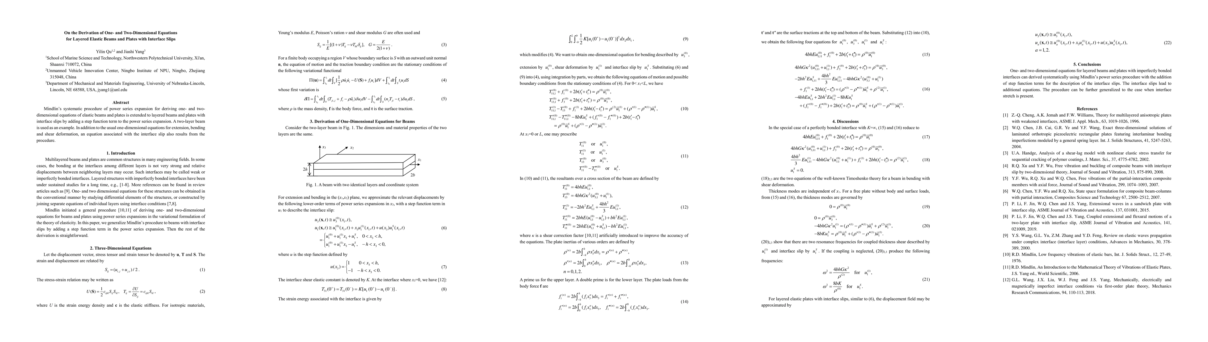 Thumbnail for On the Derivation of One and Two Dimensional Equations for Layered
  Elastic Beams and Plates with Interface Slips