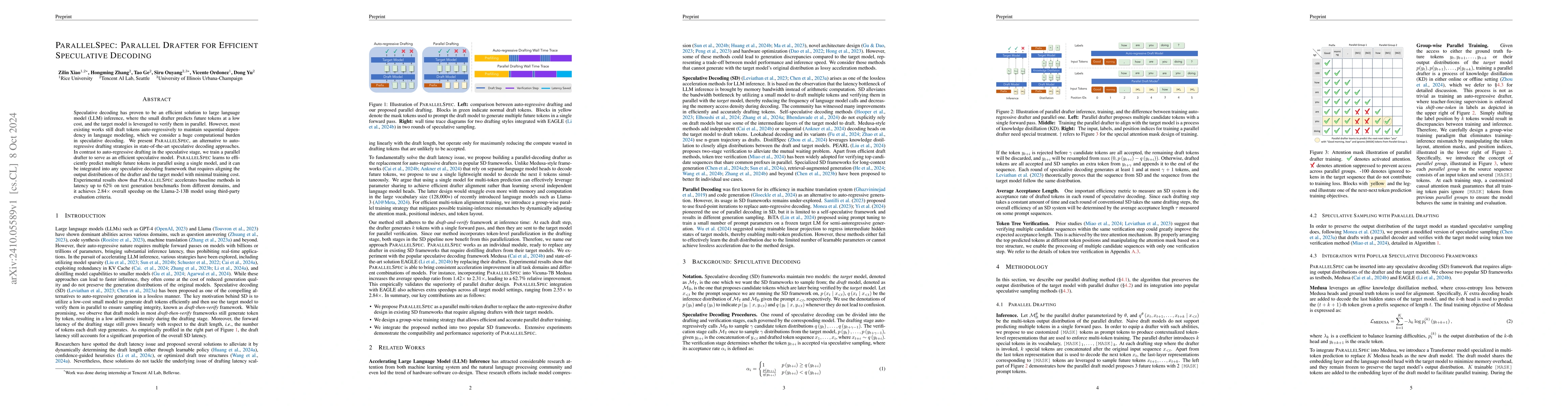 Thumbnail for ParallelSpec: Parallel Drafter for Efficient Speculative Decoding