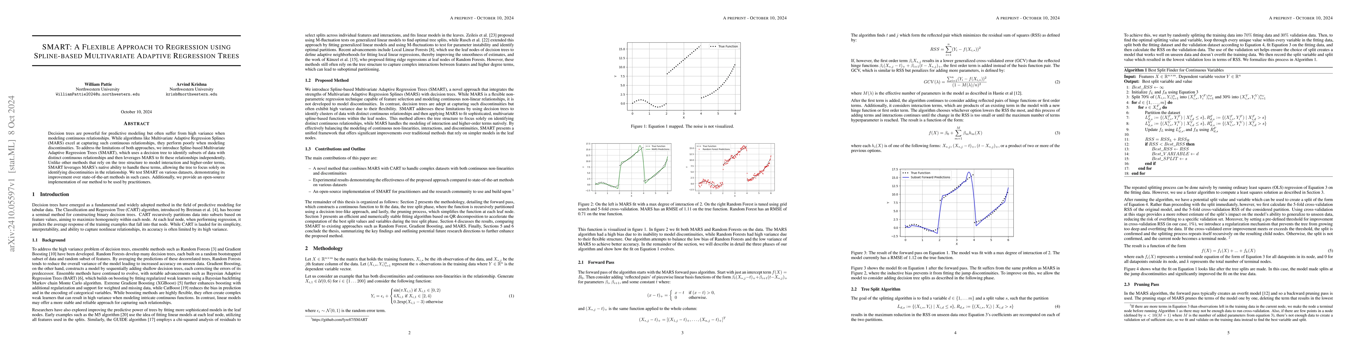 Thumbnail for SMART: A Flexible Approach to Regression using Spline-Based Multivariate
  Adaptive Regression Trees