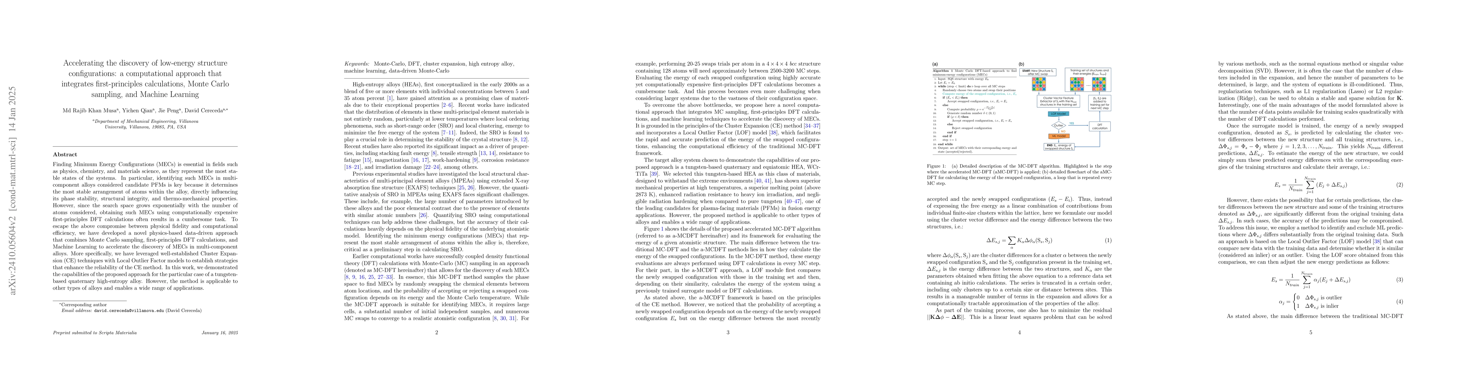 Thumbnail for Accelerating the discovery of low-energy structure configurations: a
  computational approach that integrates first-principles calculations, Monte
  Carlo sampling, and Machine Learning
