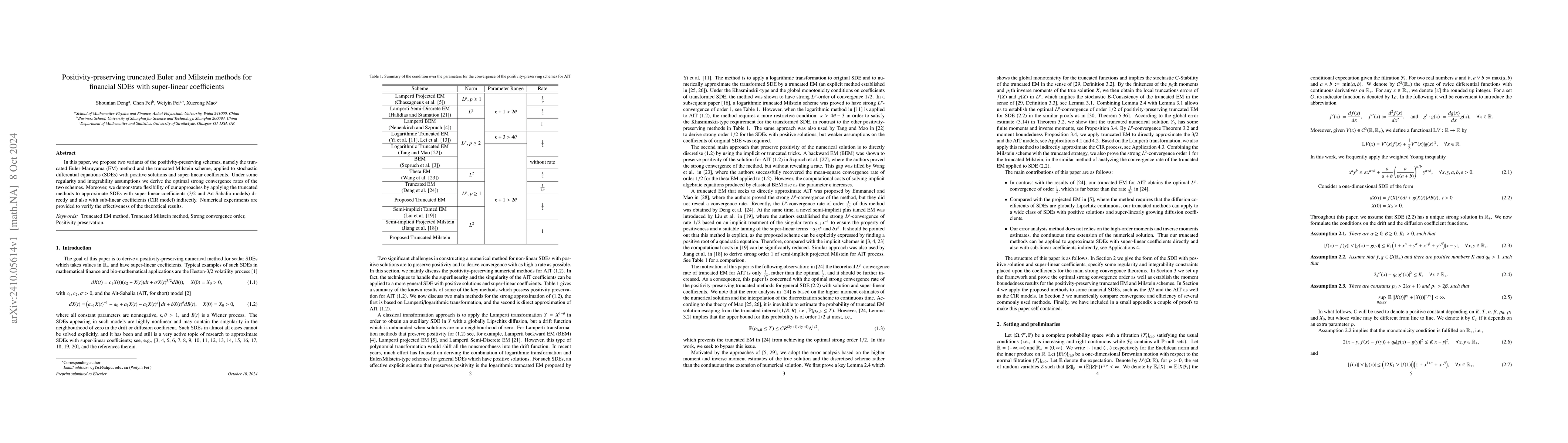 Thumbnail for Positivity-preserving truncated Euler and Milstein methods for financial
  SDEs with super-linear coefficients