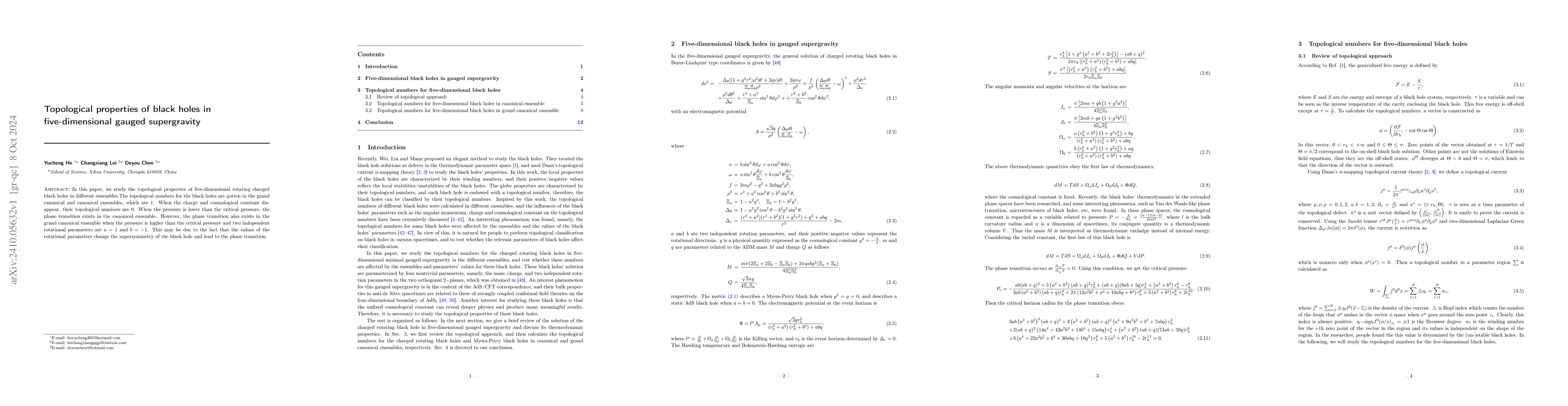 Thumbnail for Topological properties of black holes in five-dimensional gauged
  supergravity