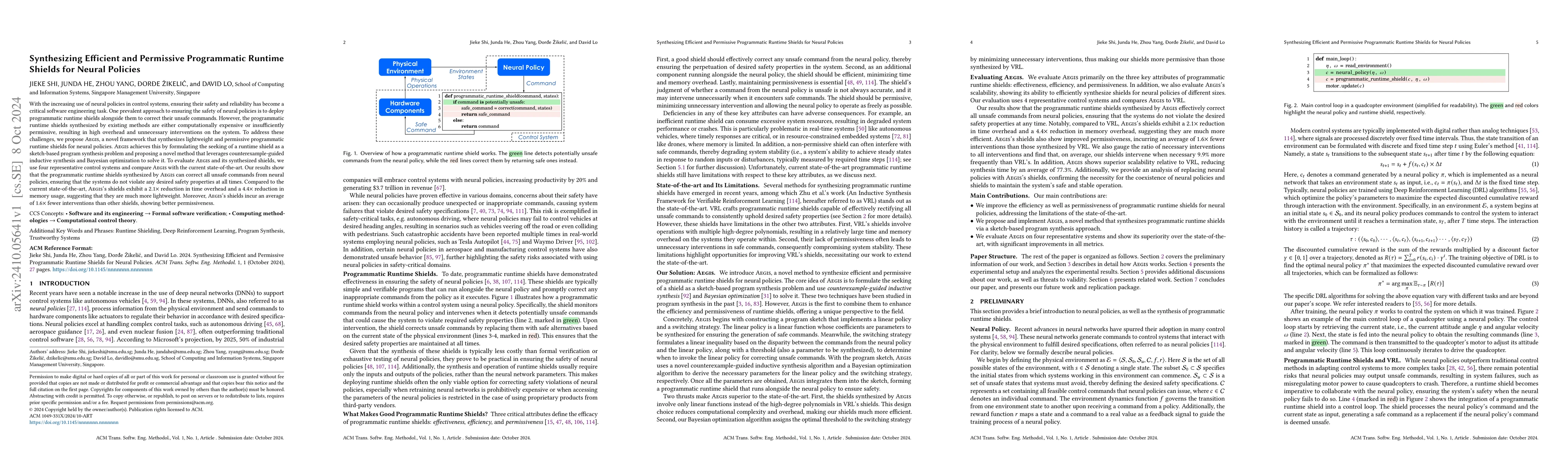 Thumbnail for Synthesizing Efficient and Permissive Programmatic Runtime Shields for
  Neural Policies