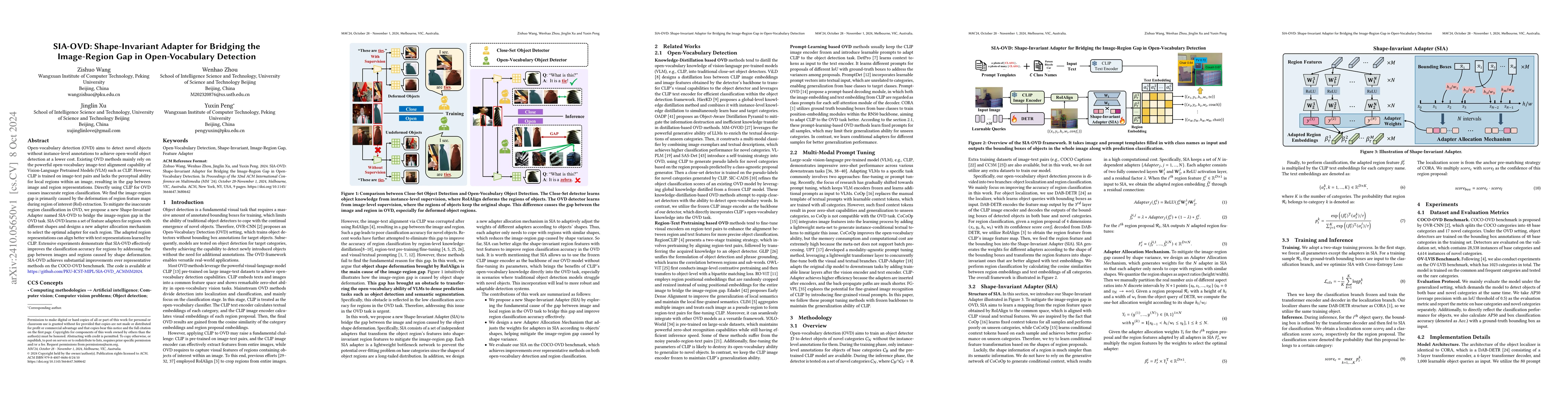 Thumbnail for SIA-OVD: Shape-Invariant Adapter for Bridging the Image-Region Gap in
  Open-Vocabulary Detection