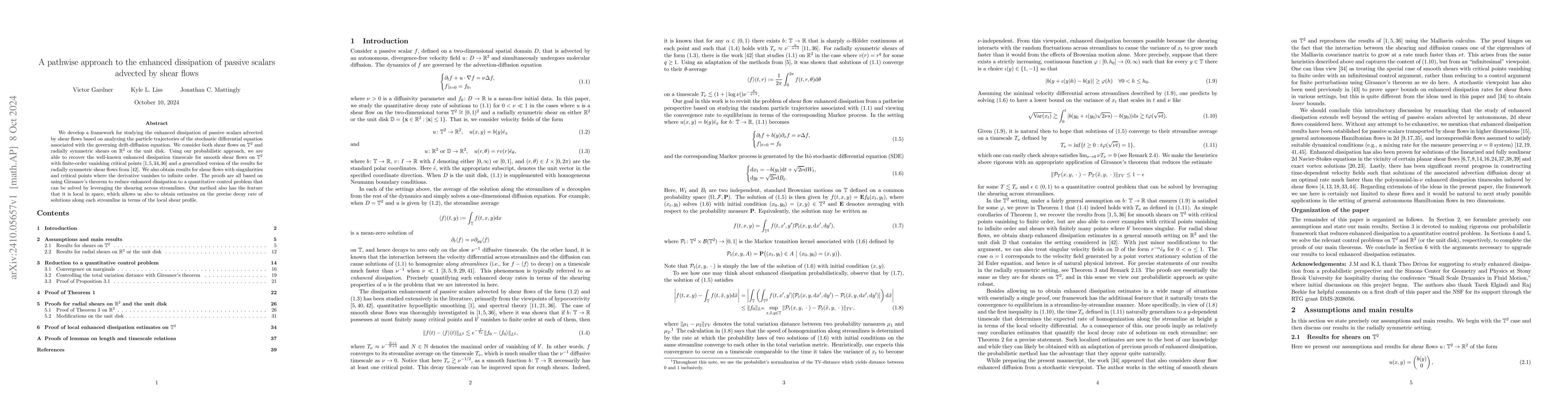 Thumbnail for A pathwise approach to the enhanced dissipation of passive scalars
  advected by shear flows
