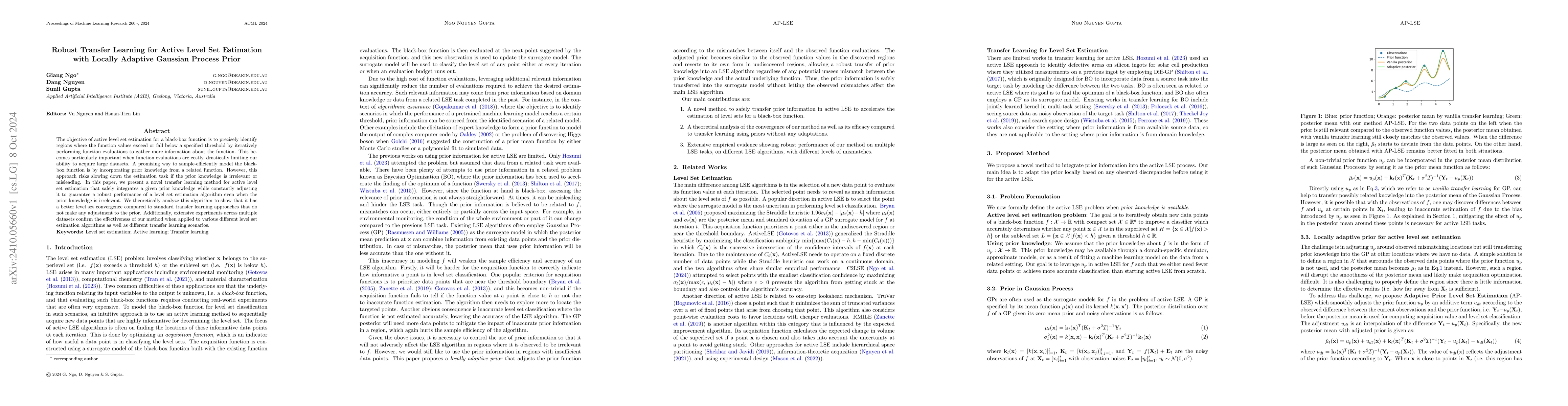 Thumbnail for Robust Transfer Learning for Active Level Set Estimation with Locally
  Adaptive Gaussian Process Prior