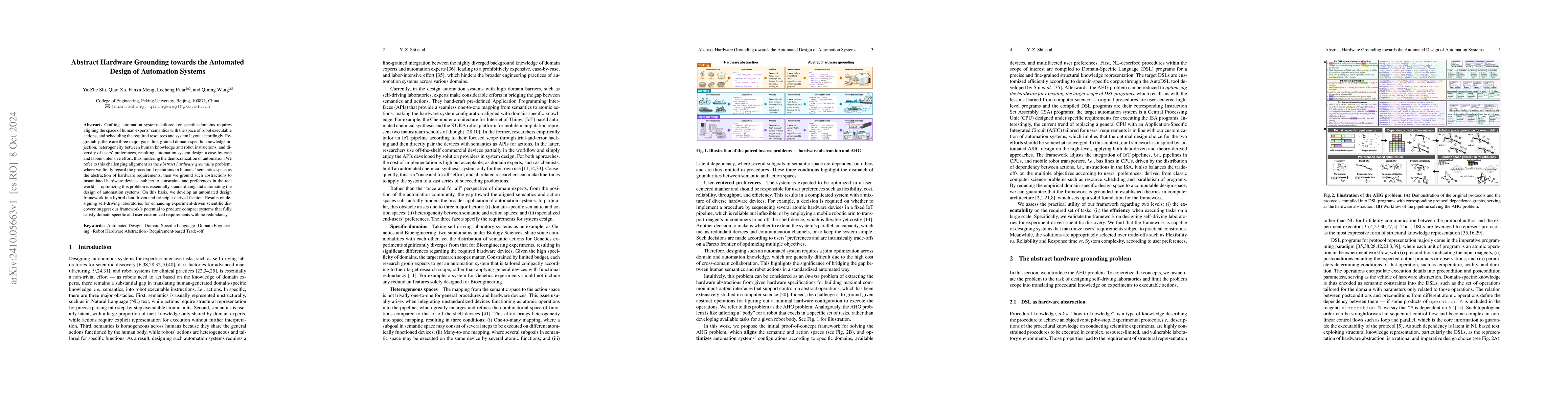 Thumbnail for Abstract Hardware Grounding towards the Automated Design of Automation
  Systems