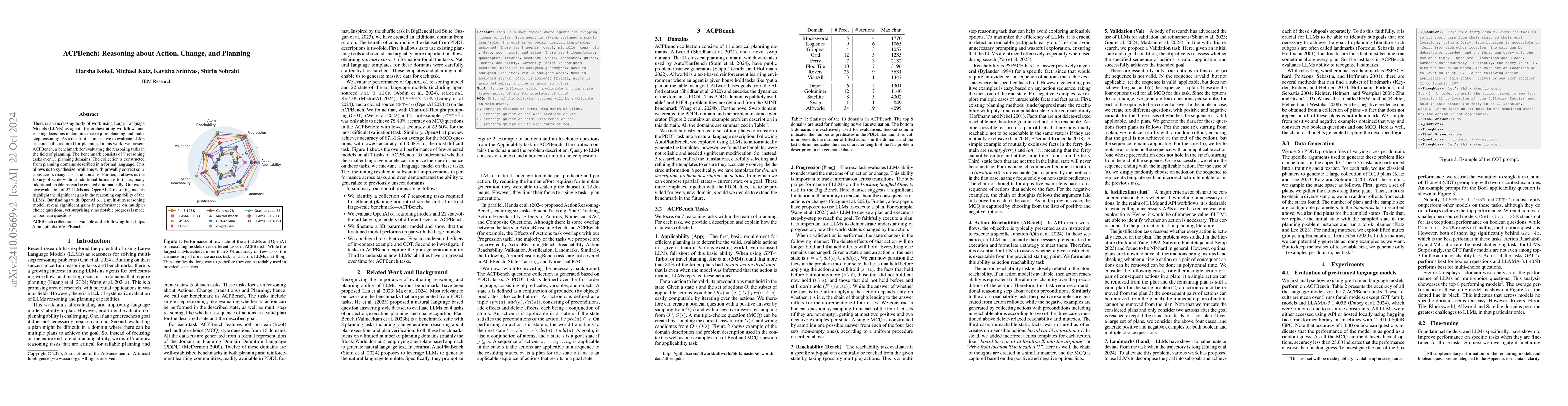 Thumbnail for ACPBench: Reasoning about Action, Change, and Planning