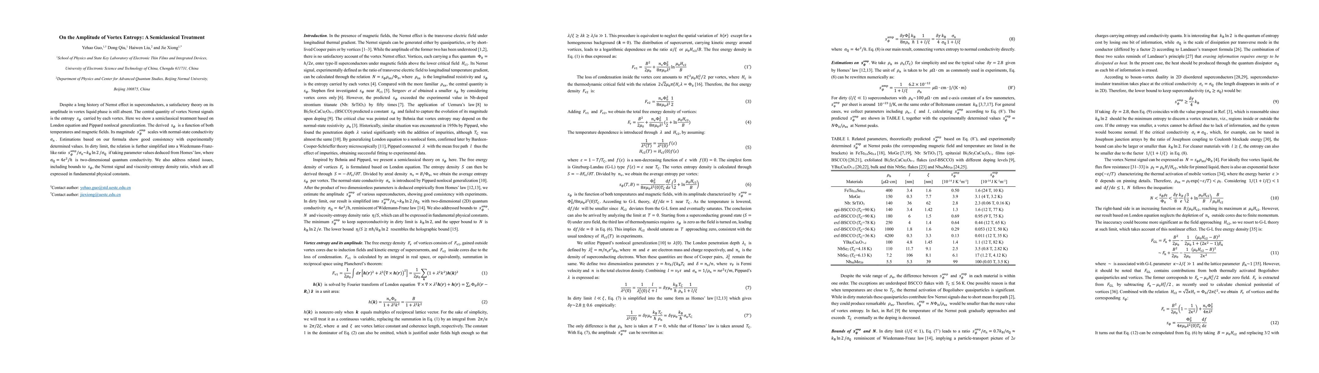 Thumbnail for On the Amplitude of Vortex Entropy: A Semiclassical Treatment