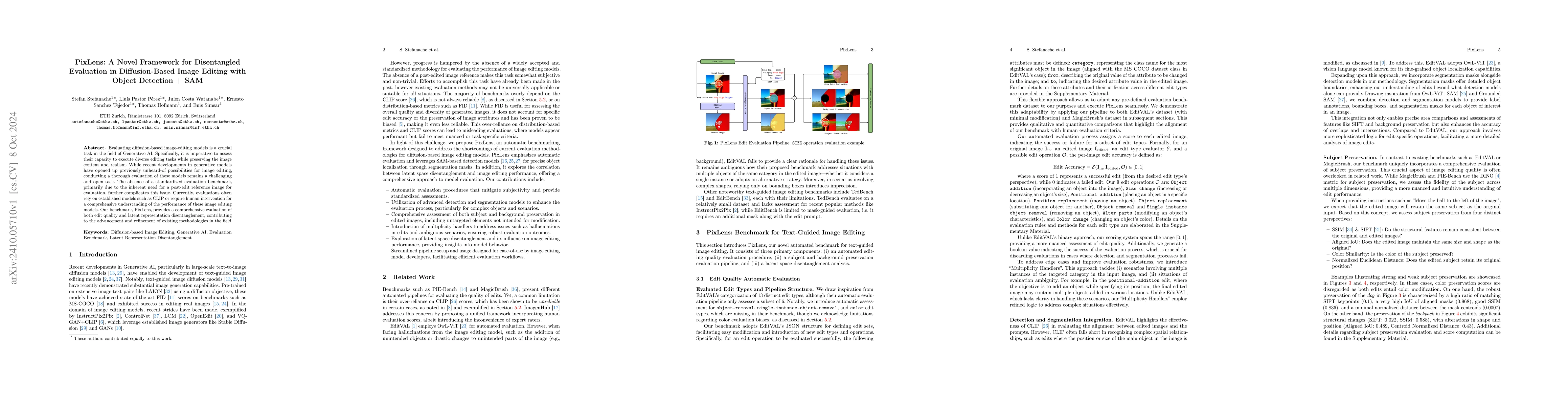 Thumbnail for PixLens: A Novel Framework for Disentangled Evaluation in
  Diffusion-Based Image Editing with Object Detection + SAM