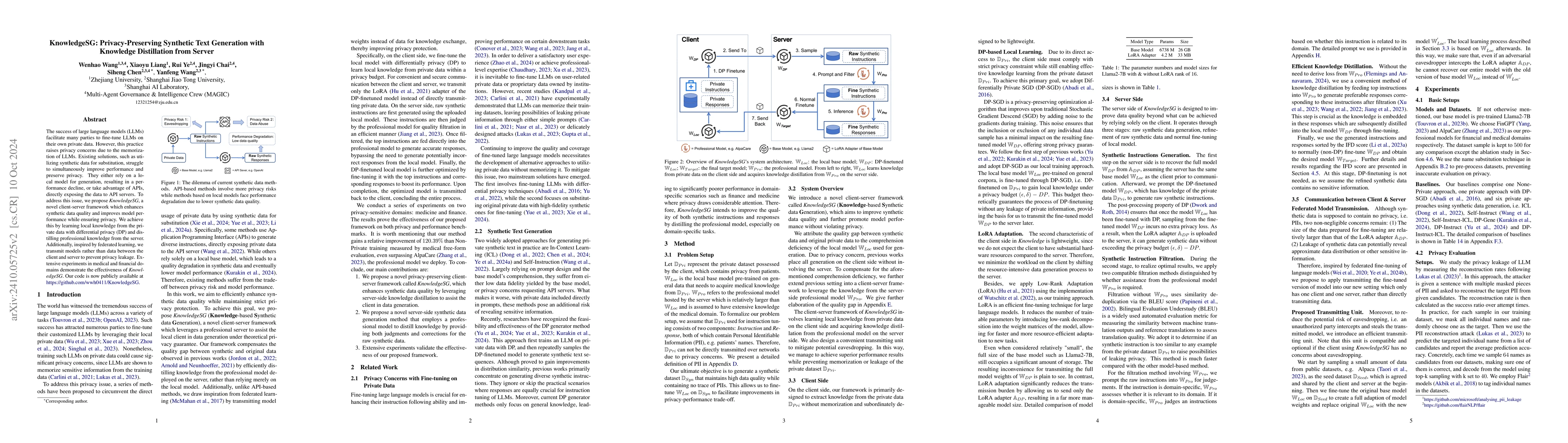 Thumbnail for KnowledgeSG: Privacy-Preserving Synthetic Text Generation with Knowledge
  Distillation from Server