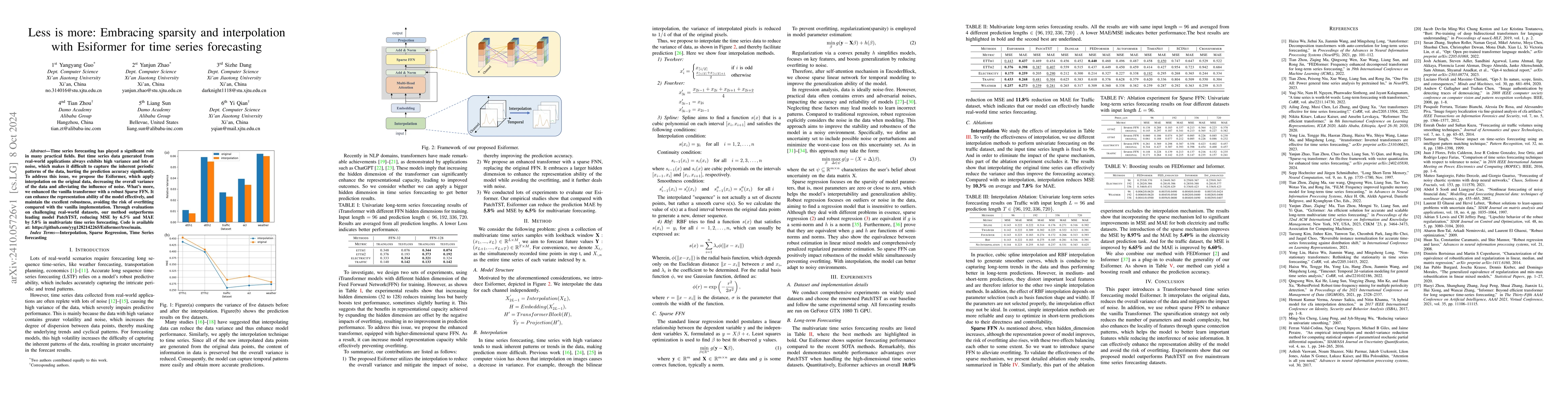 Thumbnail for Less is more: Embracing sparsity and interpolation with Esiformer for
  time series forecasting