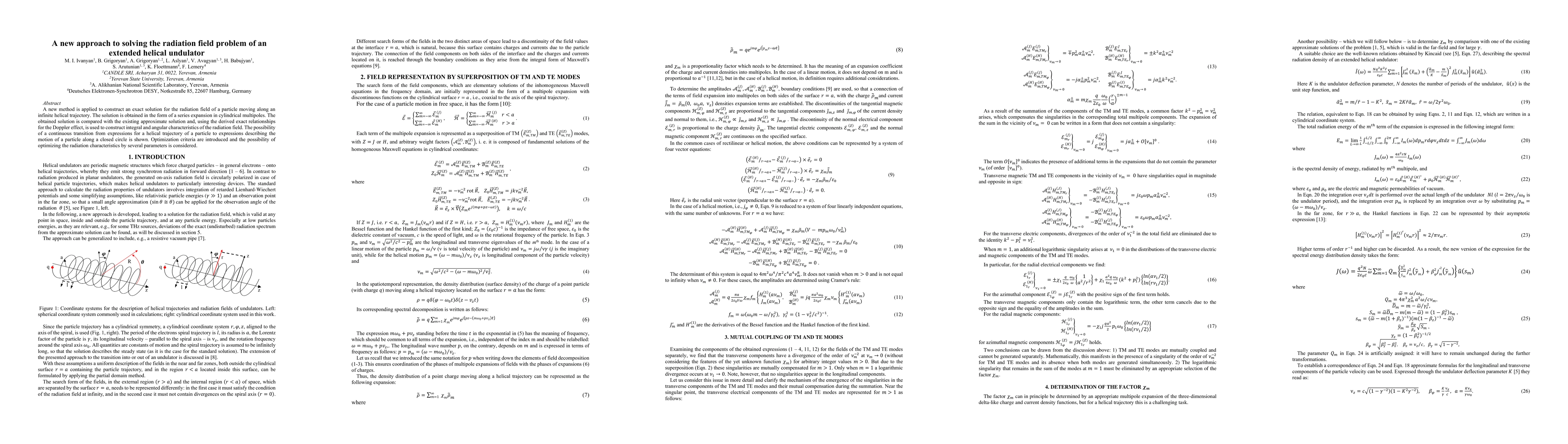 Thumbnail for A new approach to solving the radiation field problem of an extended
  helical undulator