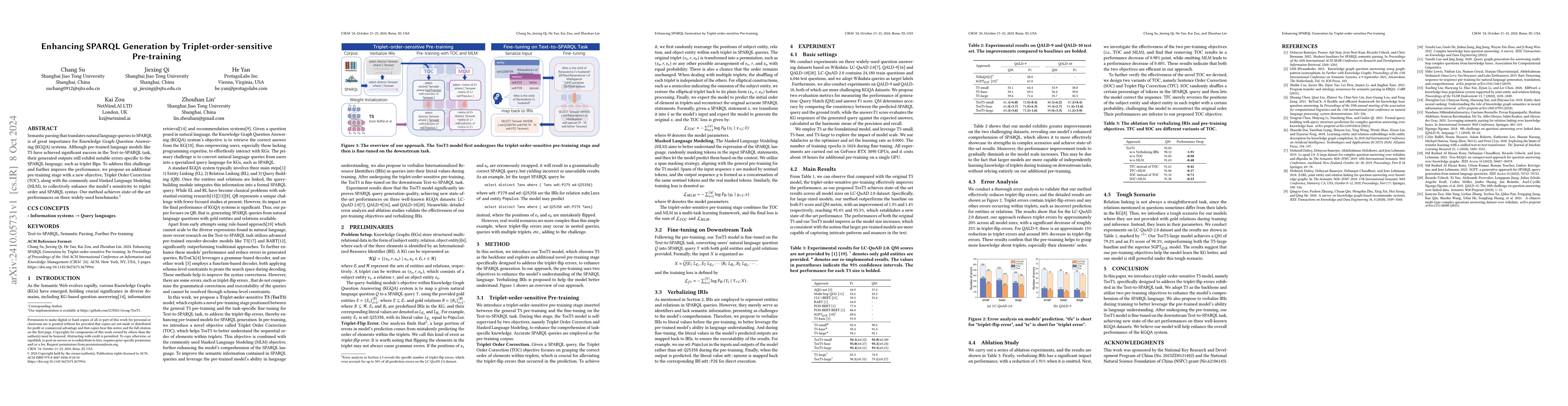 Thumbnail for Enhancing SPARQL Generation by Triplet-order-sensitive Pre-training