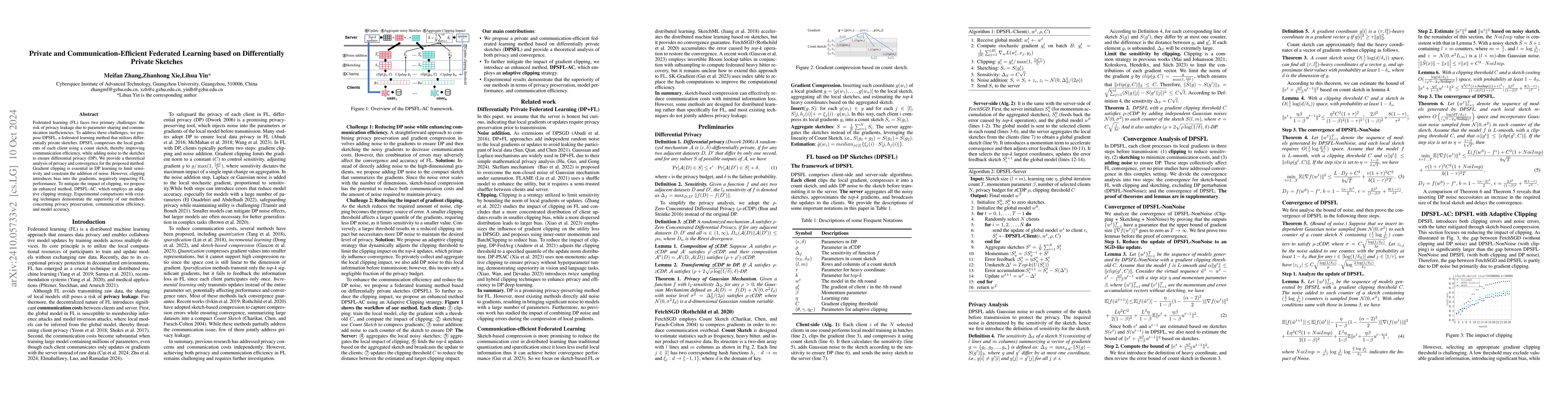 Thumbnail for Private and Communication-Efficient Federated Learning based on
  Differentially Private Sketches