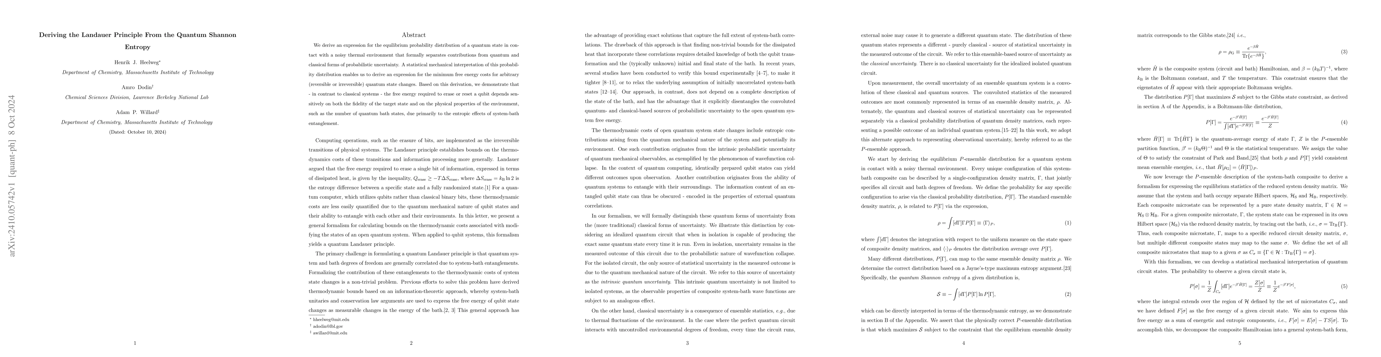 Thumbnail for Deriving the Landauer Principle From the Quantum Shannon Entropy