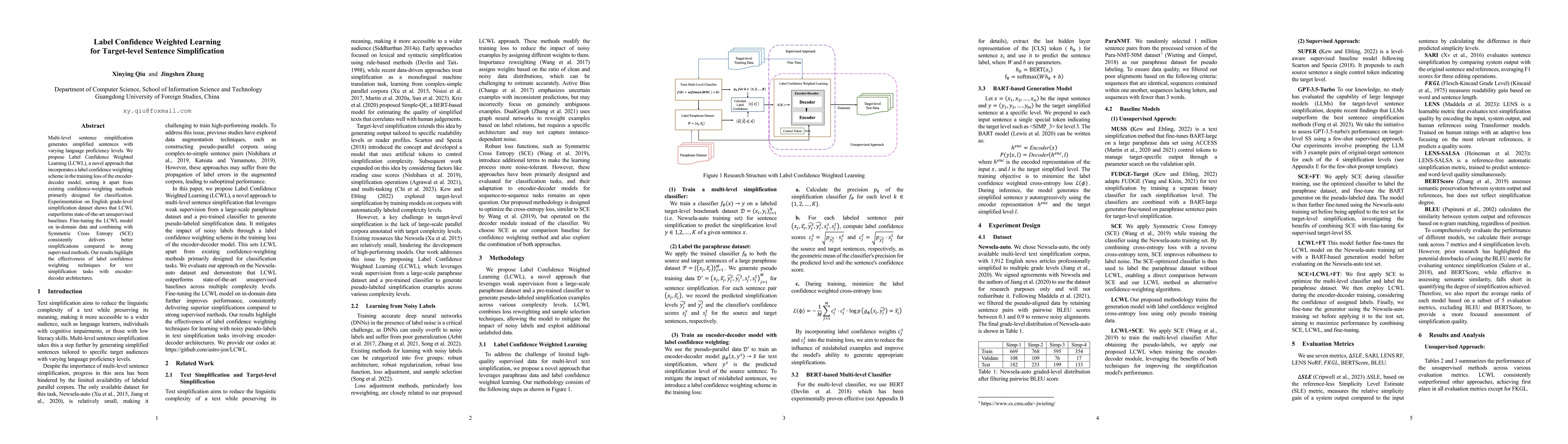 Thumbnail for Label Confidence Weighted Learning for Target-level Sentence
  Simplification