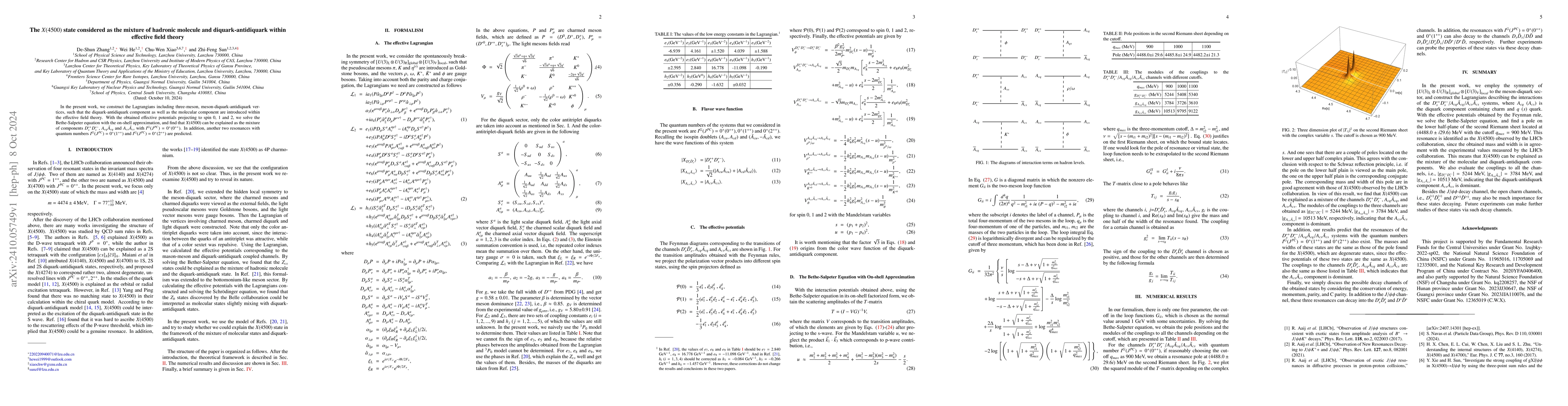 Thumbnail for The $X(4500)$ state considered as the mixture of hadronic molecule and
  diquark-antidiquark within effective field theory