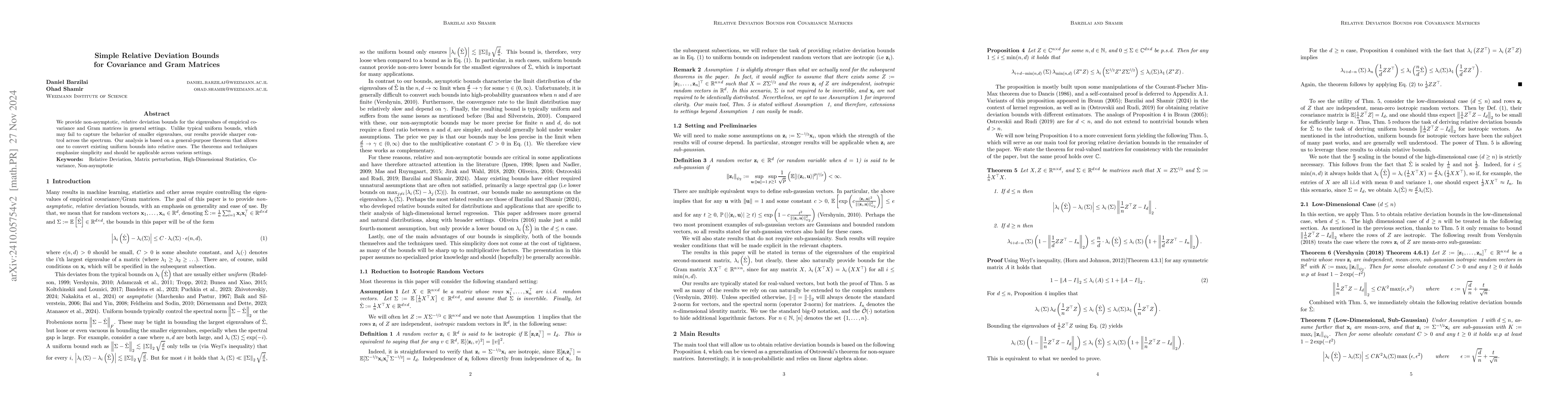 Thumbnail for Simple Relative Deviation Bounds for Covariance and Gram Matrices