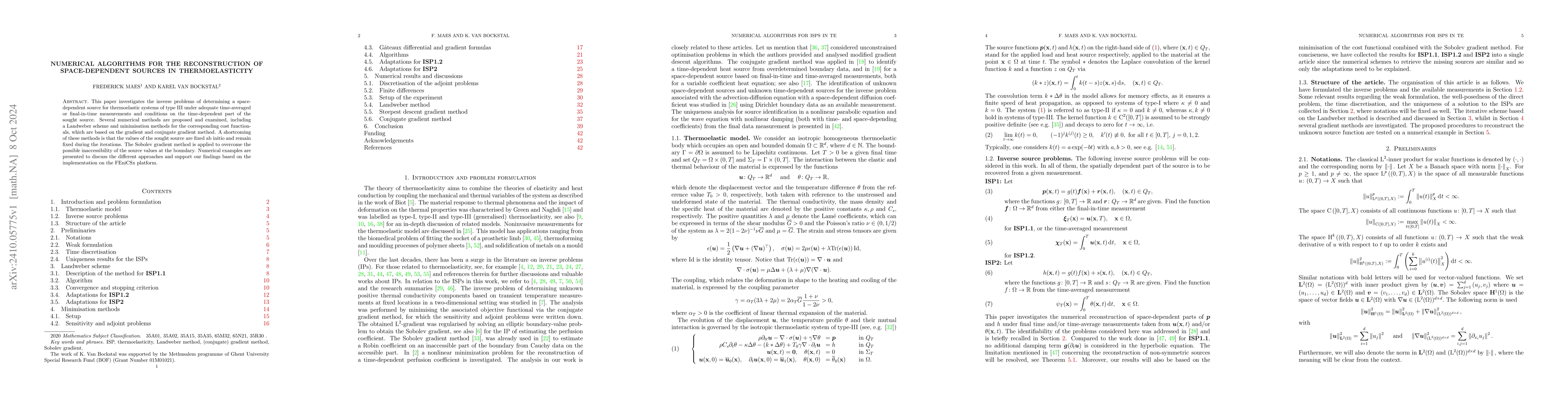 Thumbnail for Numerical Algorithms for the Reconstruction of Space-Dependent Sources
  in Thermoelasticity