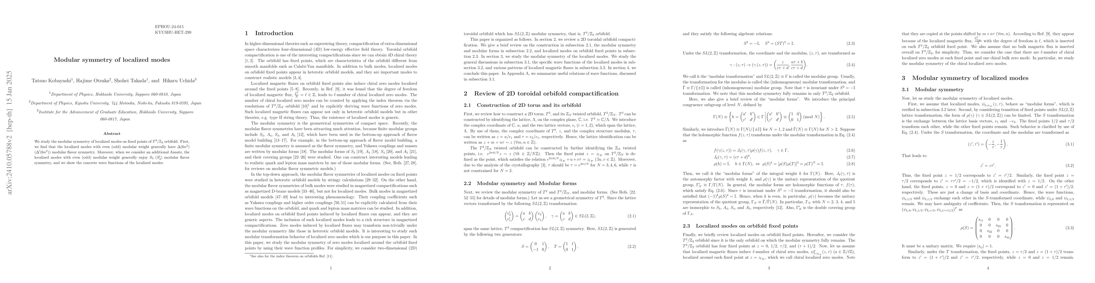 Thumbnail for Modular symmetry of localized modes