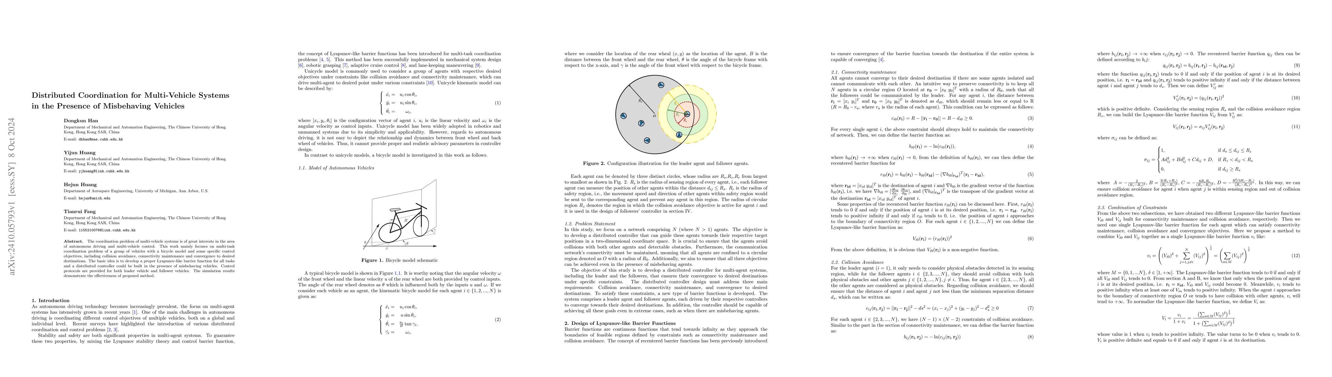 Thumbnail for Distributed Coordination for Multi-Vehicle Systems in the Presence of
  Misbehaving Vehicles