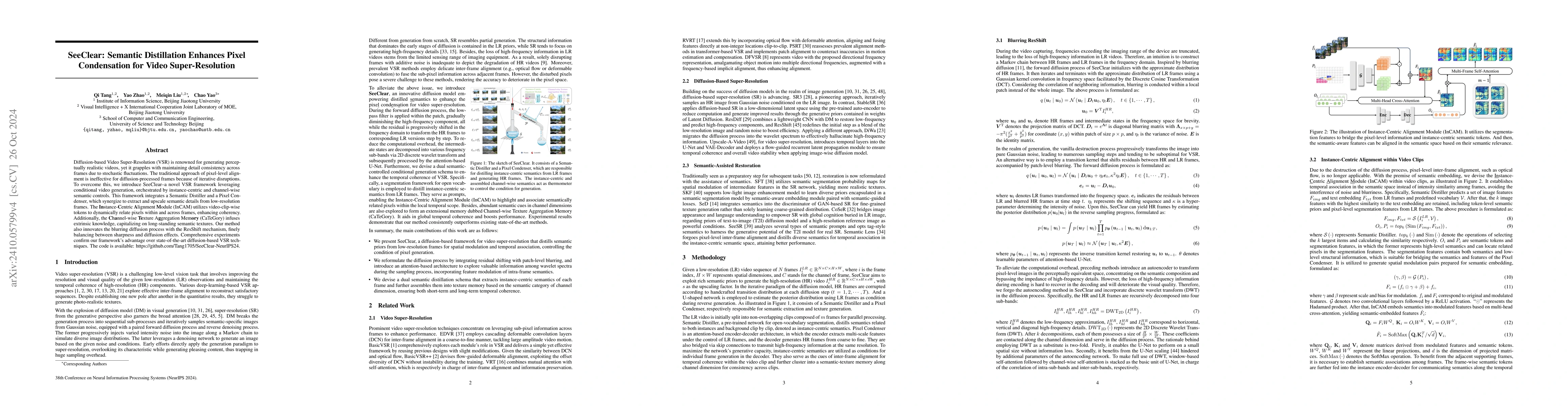 Thumbnail for SeeClear: Semantic Distillation Enhances Pixel Condensation for Video
  Super-Resolution