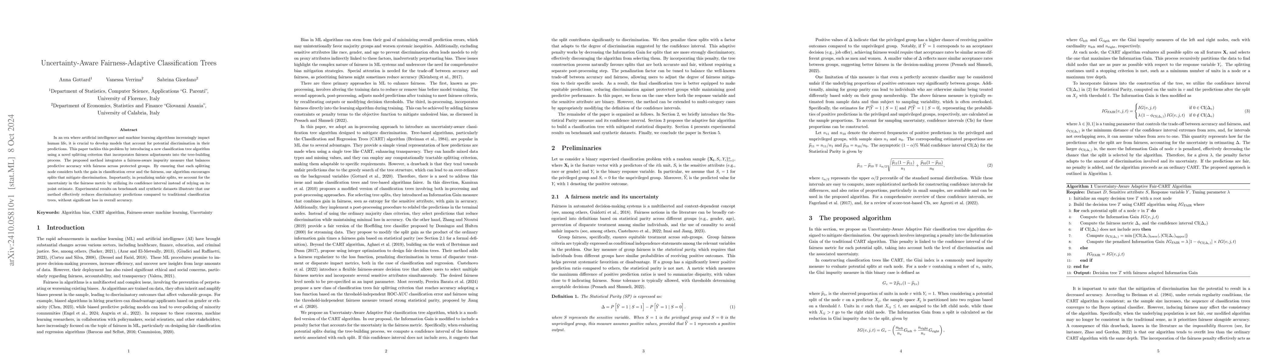 Thumbnail for Uncertainty-Aware Fairness-Adaptive Classification Trees