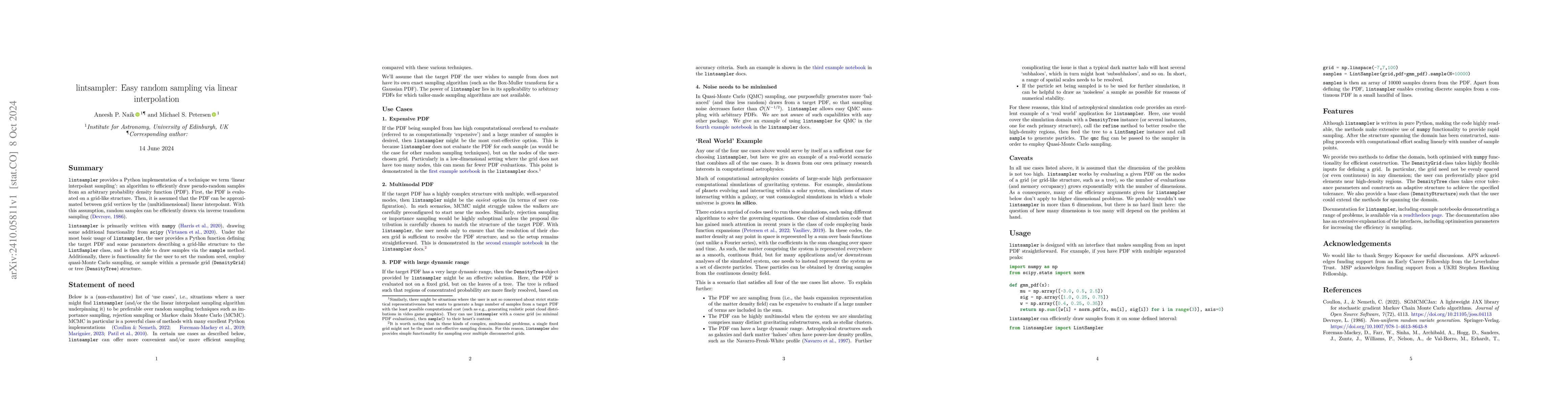 Thumbnail for lintsampler: Easy random sampling via linear interpolation