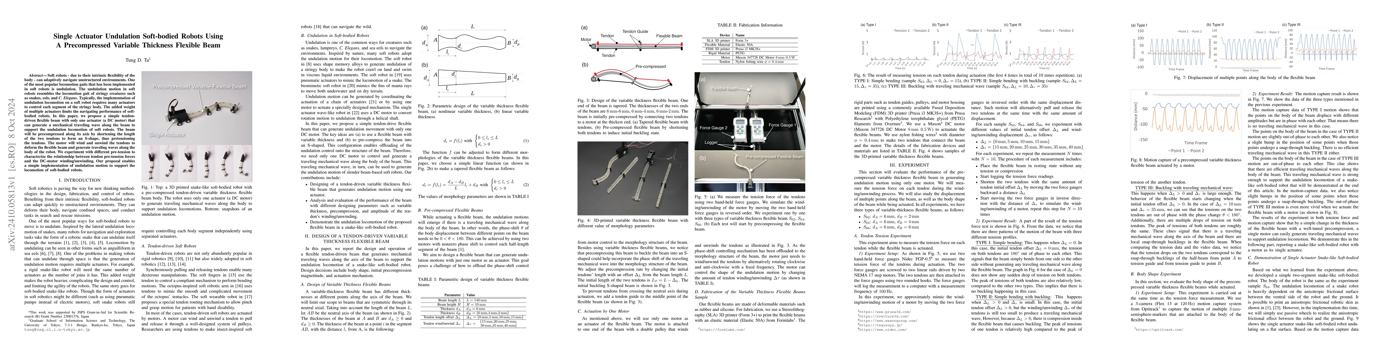 Thumbnail for Single Actuator Undulation Soft-bodied Robots Using A Precompressed
  Variable Thickness Flexible Beam