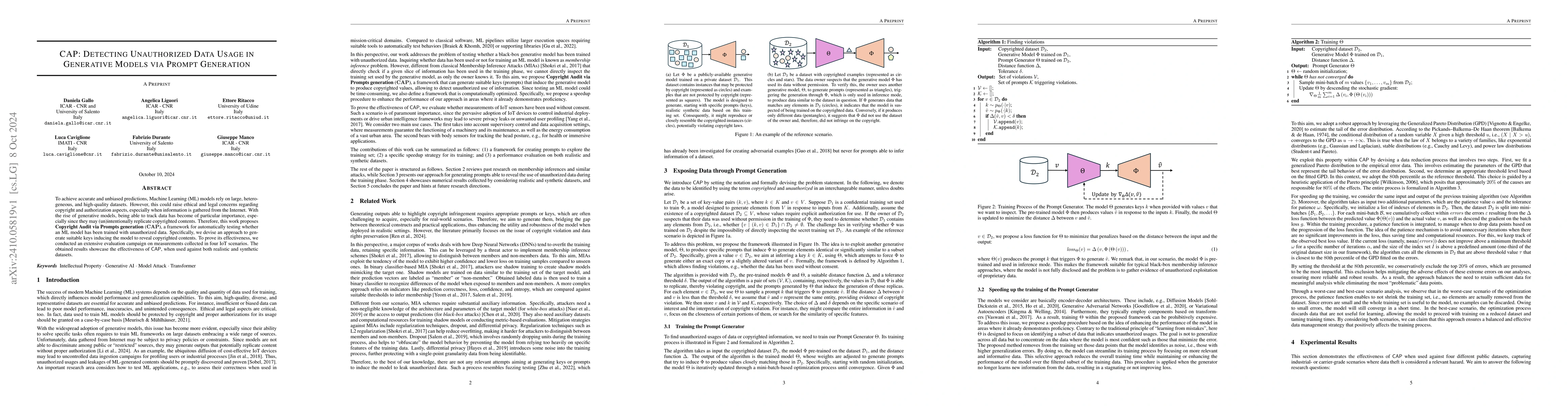 Thumbnail for CAP: Detecting Unauthorized Data Usage in Generative Models via Prompt
  Generation