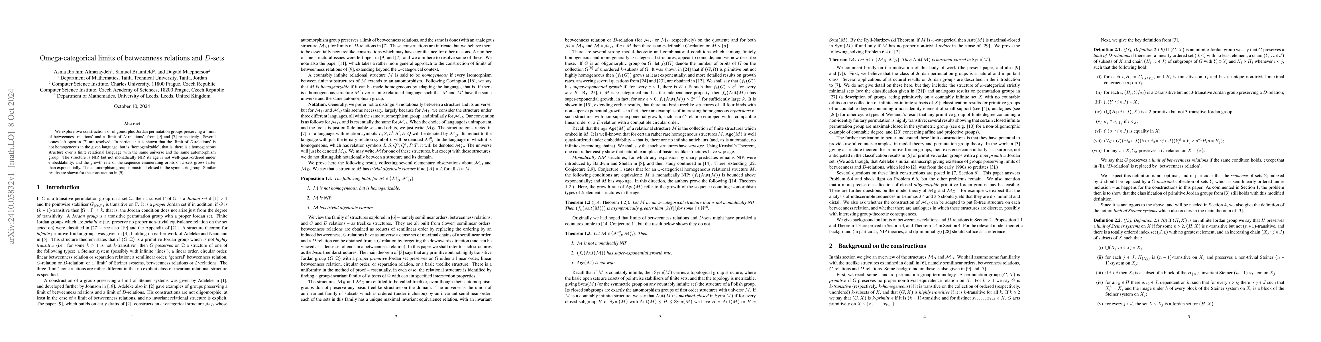 Thumbnail for Omega-categorical limits of betweenness relations and $D$-sets