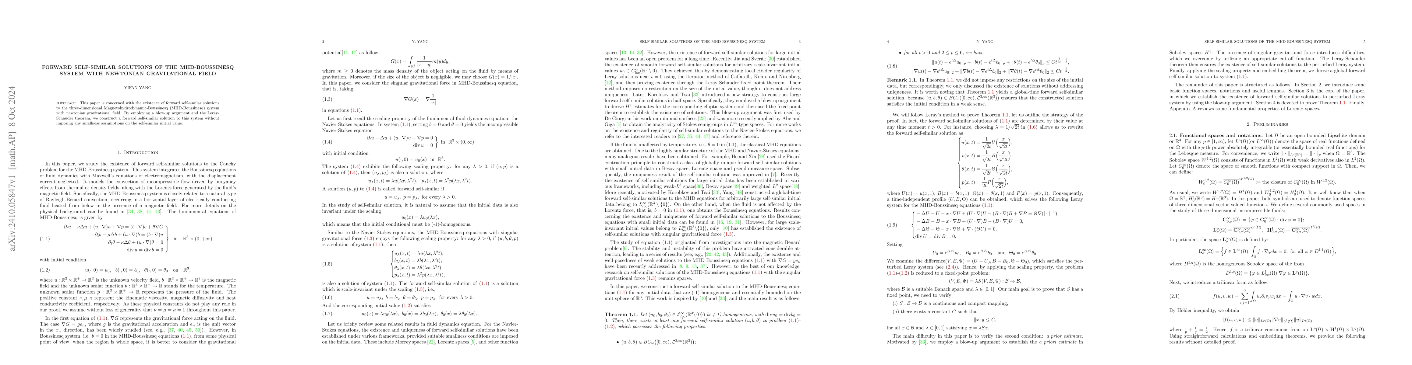 Thumbnail for Forward self-similar solutions of the MHD-boussinesq system with
  newtonian gravitational field