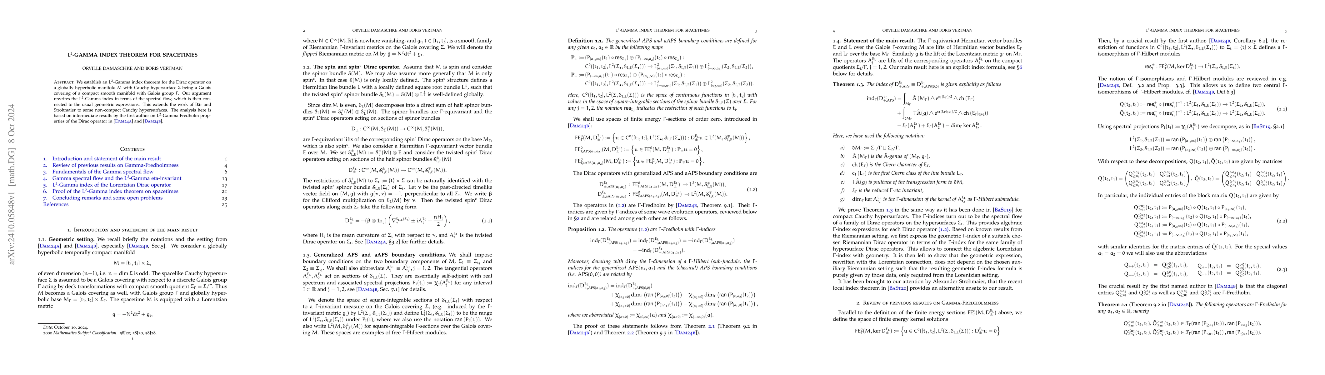Thumbnail for $L^2$-Gamma index theorem for spacetimes