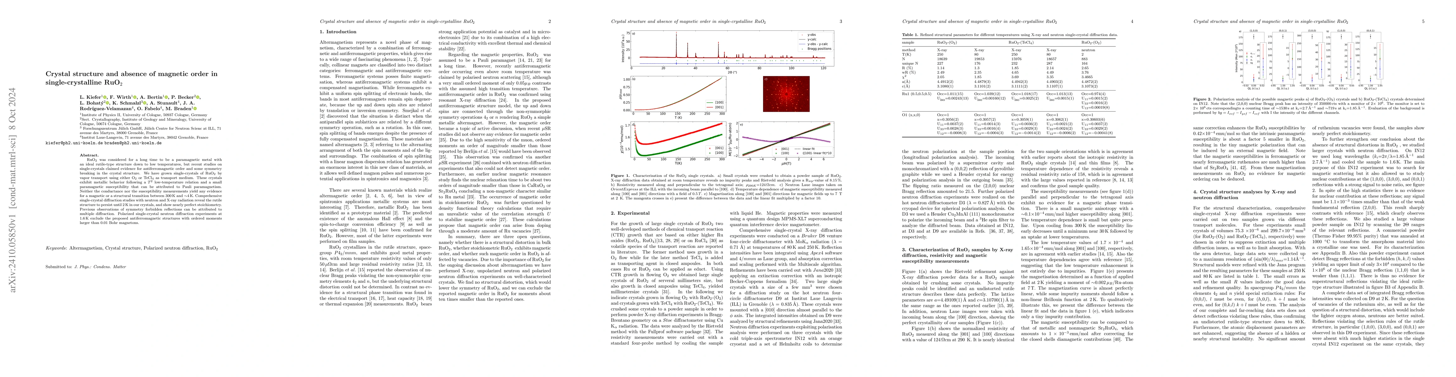 Thumbnail for Crystal structure and absence of magnetic order in single crystalline
  RuO$_2$