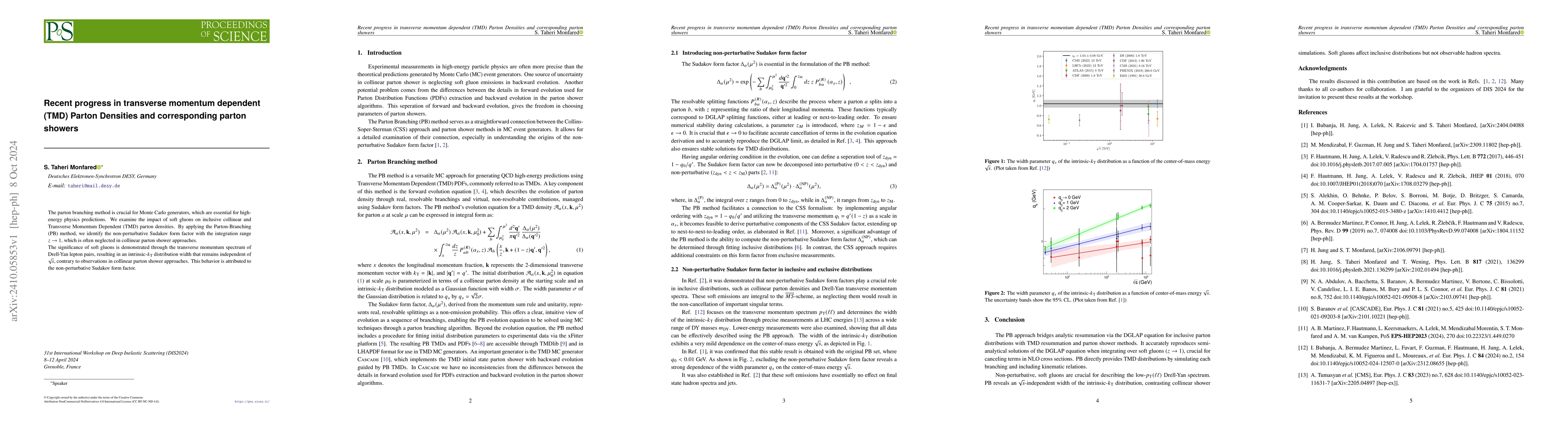 Thumbnail for Recent progress in transverse momentum dependent (TMD) Parton Densities
  and corresponding parton showers