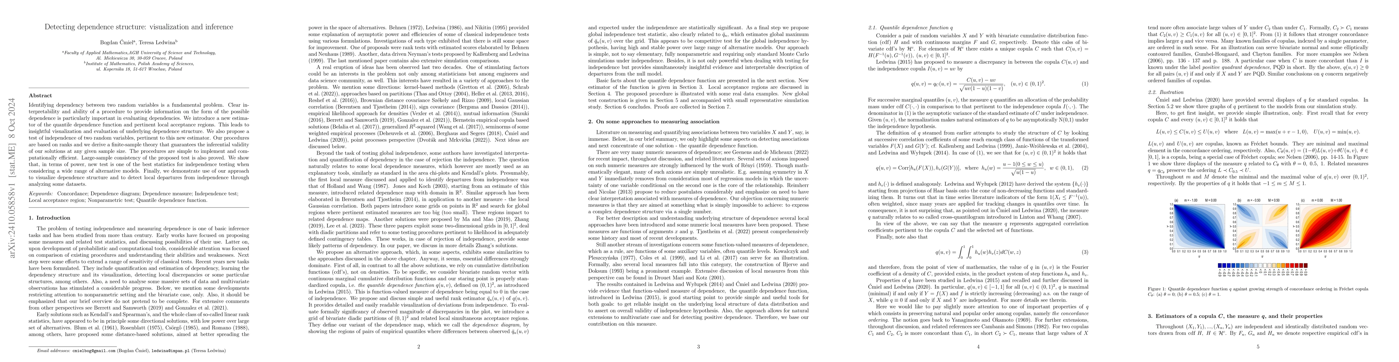 Thumbnail for Detecting dependence structure: visualization and inference