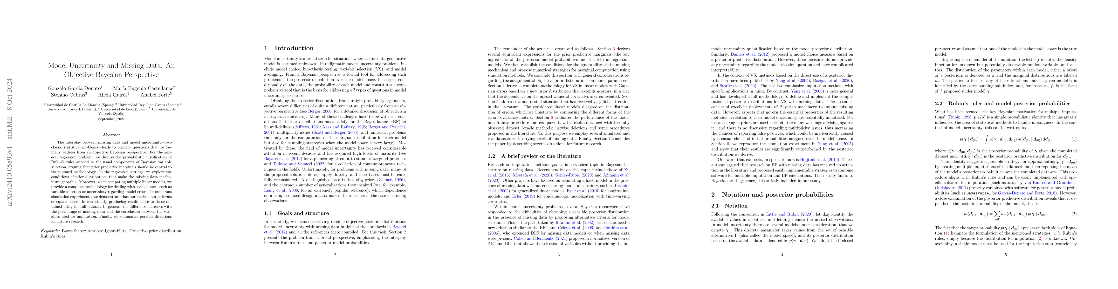 Thumbnail for Model Uncertainty and Missing Data: An Objective Bayesian Perspective