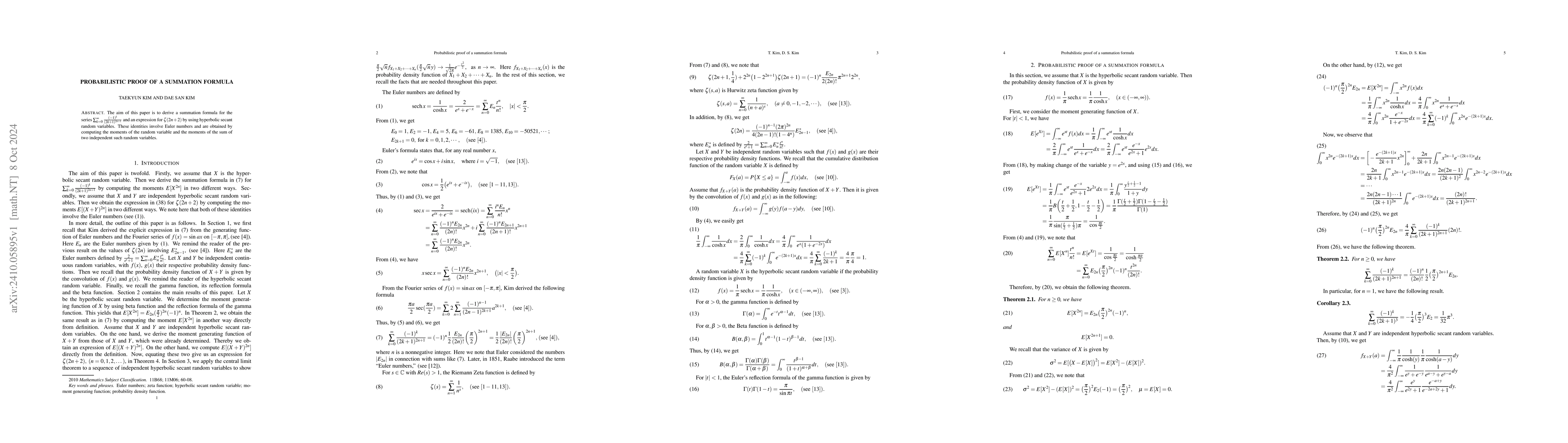 Thumbnail for Probabilistic proof of a summation formula