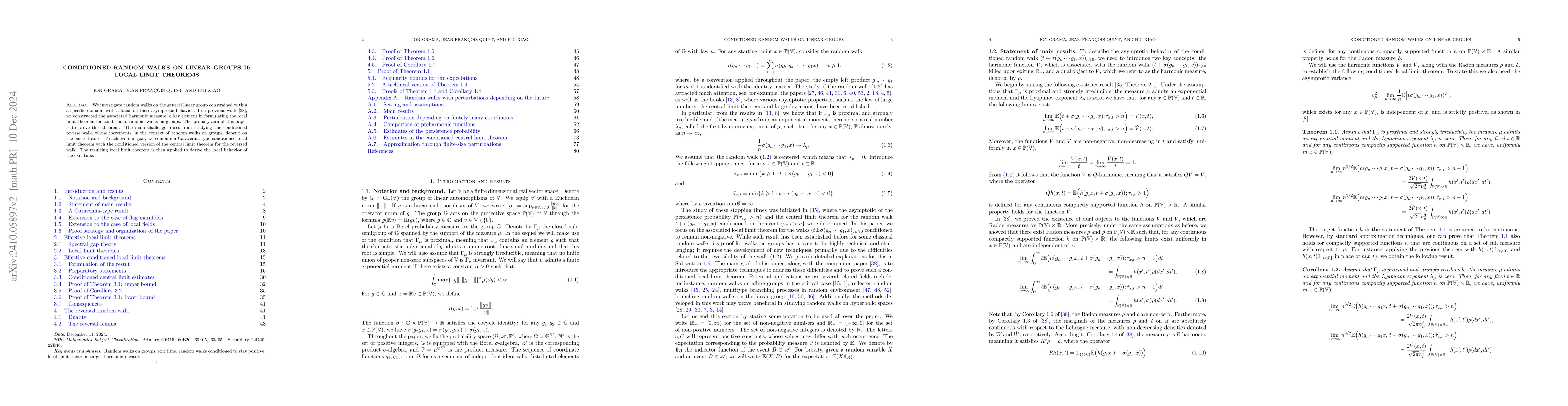 Thumbnail for Conditioned random walks on linear groups II: local limit theorems