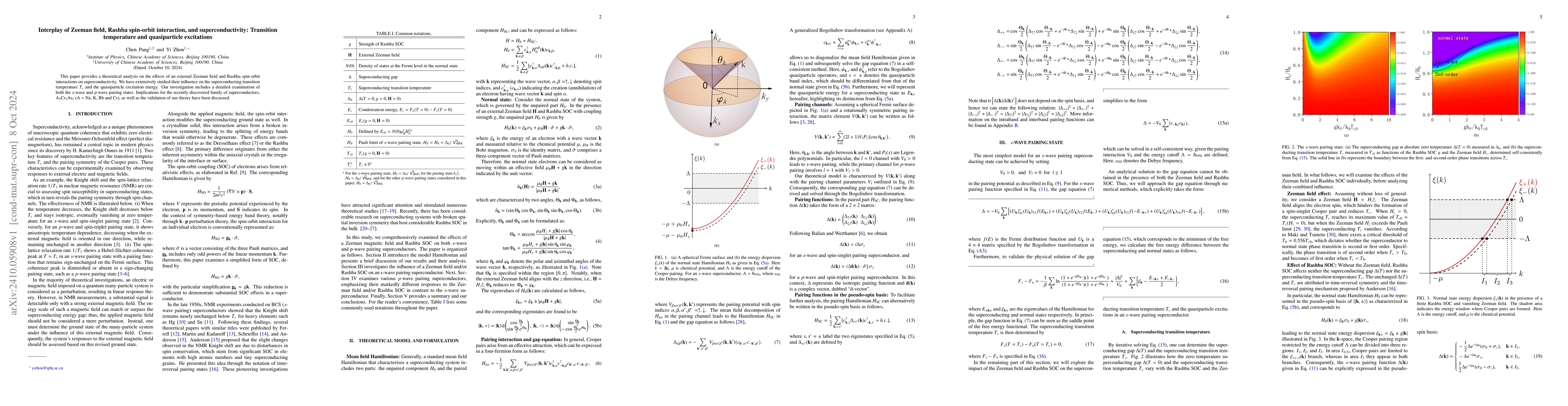 Thumbnail for Interplay of Zeeman field, Rashba spin-orbit interaction, and
  superconductivity: Transition temperature and quasiparticle excitation