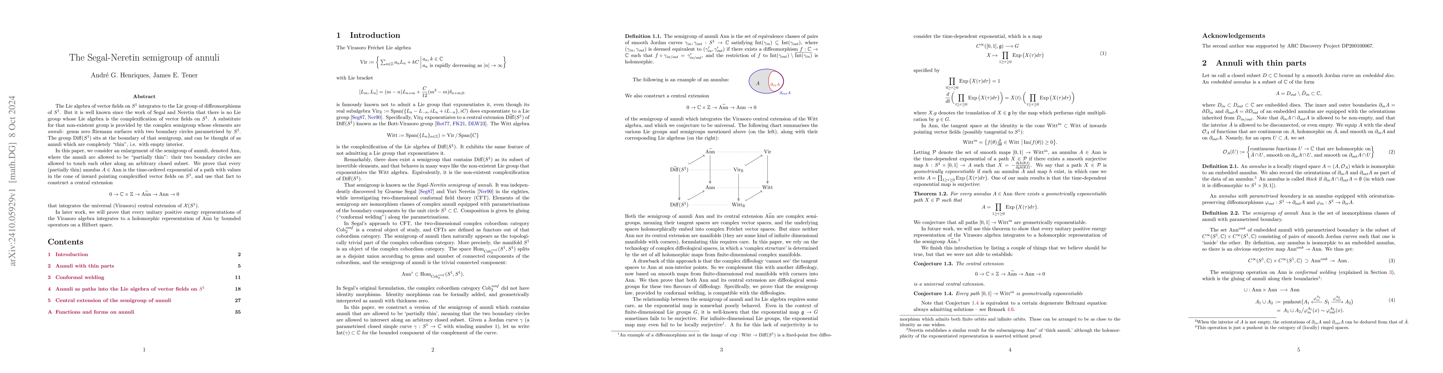 Thumbnail for The Segal-Neretin semigroup of annuli