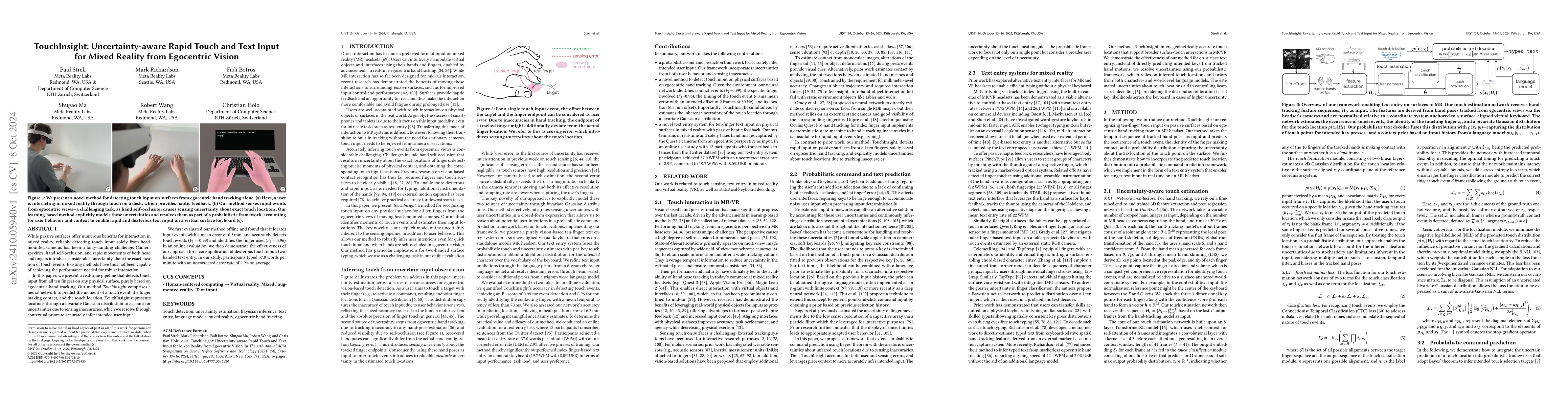 Thumbnail for TouchInsight: Uncertainty-aware Rapid Touch and Text Input for Mixed
  Reality from Egocentric Vision
