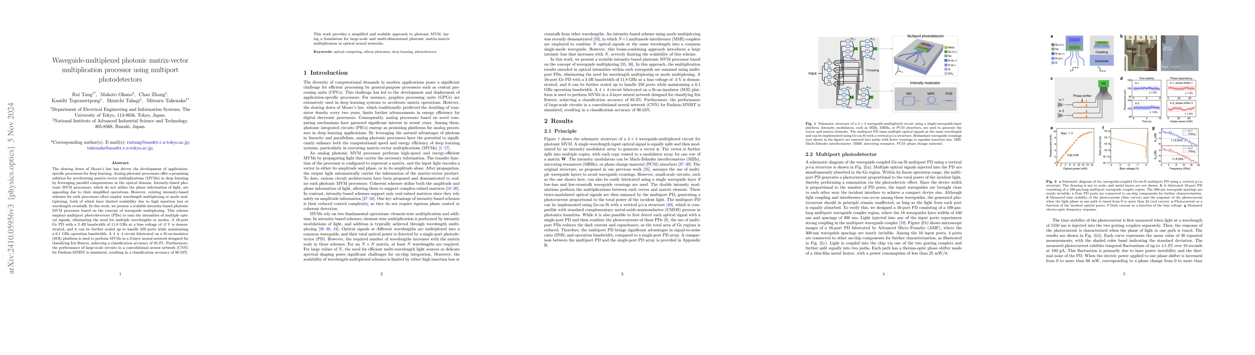 Thumbnail for Waveguide-multiplexed photonic matrix-vector multiplication processor
  using multiport photodetectors